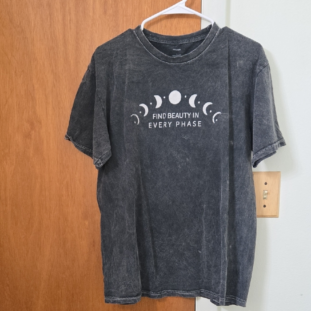 Maurices Black Mineral-Wash Graphic Tee with Moon Phases
